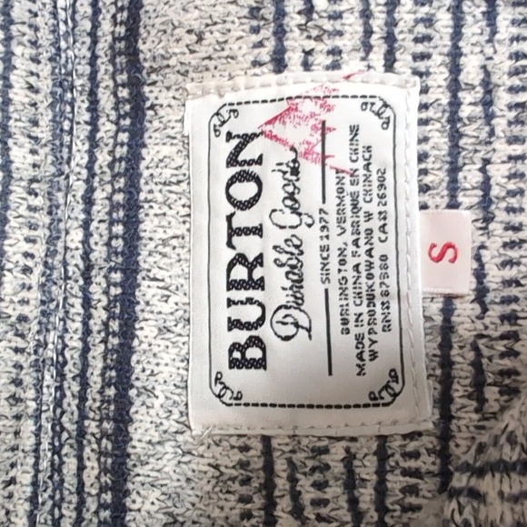 Burton Dry Ride Fleece Lined Striped 6 Button Henley Hoodie Size Small Snowboard - Picture 2 of 13
